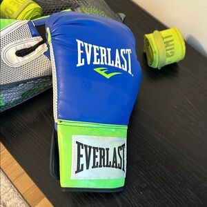 Everlast Blue and Lime Boxing Gloves